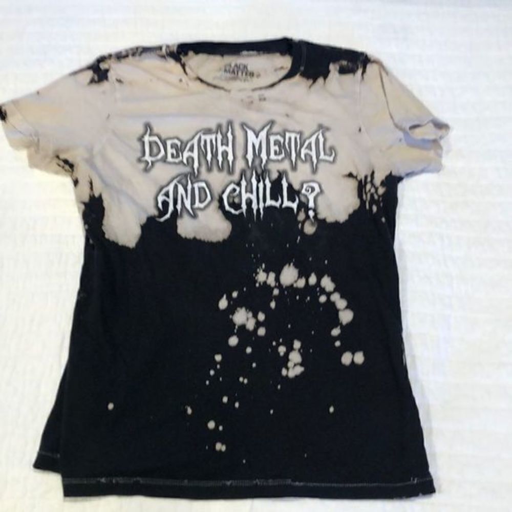 DEATH METAL AND CHILL Graphic Ombré Tie Dye Girl T Shirt Cap Sleeve Scoop Neck